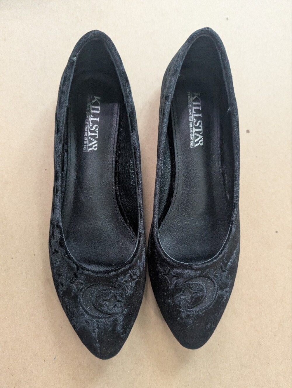 Killstar Black Velvet Pointed Toe Flats